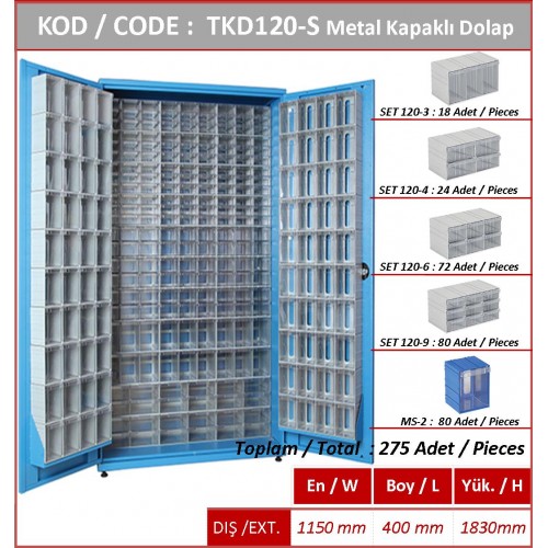 TKD120-S Plastik Çekmeceli Tek Yönlü Metal Dolap